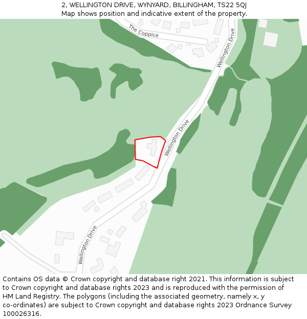 2, WELLINGTON DRIVE, WYNYARD, BILLINGHAM, TS22 5QJ: Location map and indicative extent of plot