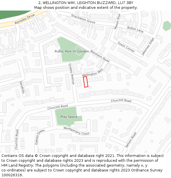 2, WELLINGTON WAY, LEIGHTON BUZZARD, LU7 3BY: Location map and indicative extent of plot