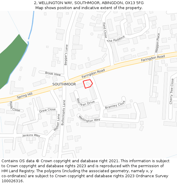 2, WELLINGTON WAY, SOUTHMOOR, ABINGDON, OX13 5FG: Location map and indicative extent of plot