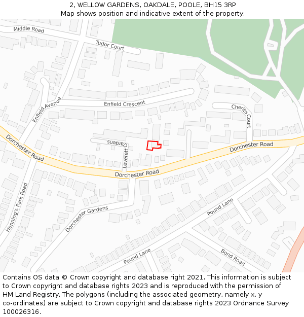 2, WELLOW GARDENS, OAKDALE, POOLE, BH15 3RP: Location map and indicative extent of plot