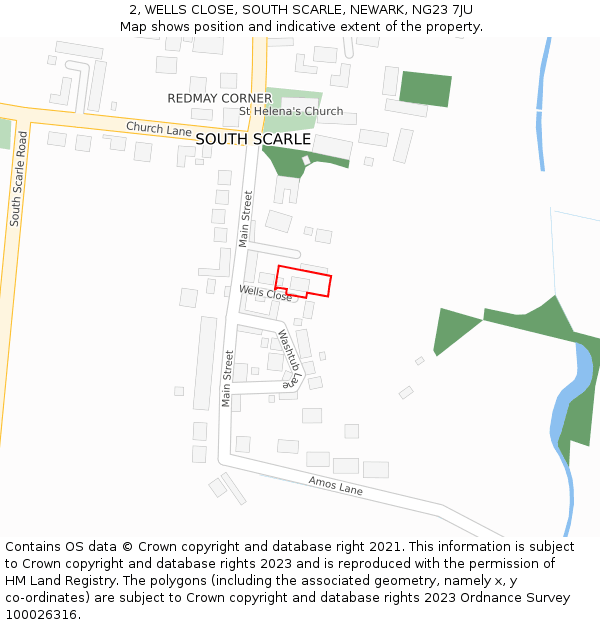 2, WELLS CLOSE, SOUTH SCARLE, NEWARK, NG23 7JU: Location map and indicative extent of plot