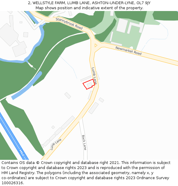 2, WELLSTYLE FARM, LUMB LANE, ASHTON-UNDER-LYNE, OL7 9JY: Location map and indicative extent of plot