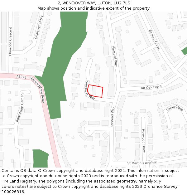 2, WENDOVER WAY, LUTON, LU2 7LS: Location map and indicative extent of plot