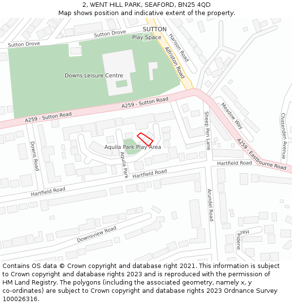 2, WENT HILL PARK, SEAFORD, BN25 4QD: Location map and indicative extent of plot