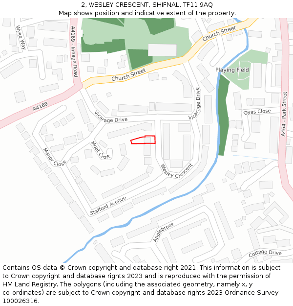 2, WESLEY CRESCENT, SHIFNAL, TF11 9AQ: Location map and indicative extent of plot