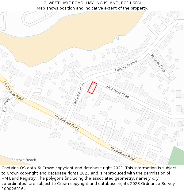 2, WEST HAYE ROAD, HAYLING ISLAND, PO11 9RN: Location map and indicative extent of plot