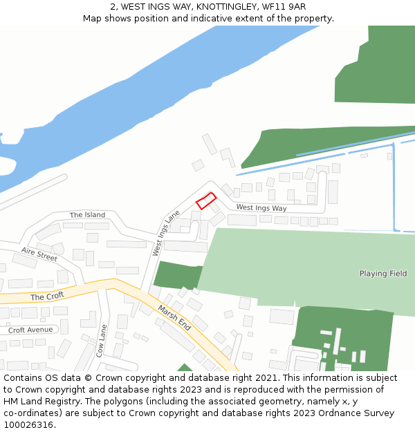 2, WEST INGS WAY, KNOTTINGLEY, WF11 9AR: Location map and indicative extent of plot