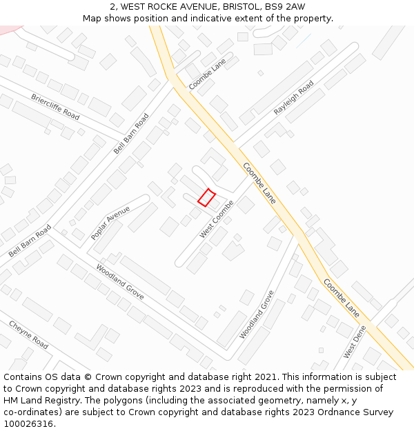 2, WEST ROCKE AVENUE, BRISTOL, BS9 2AW: Location map and indicative extent of plot