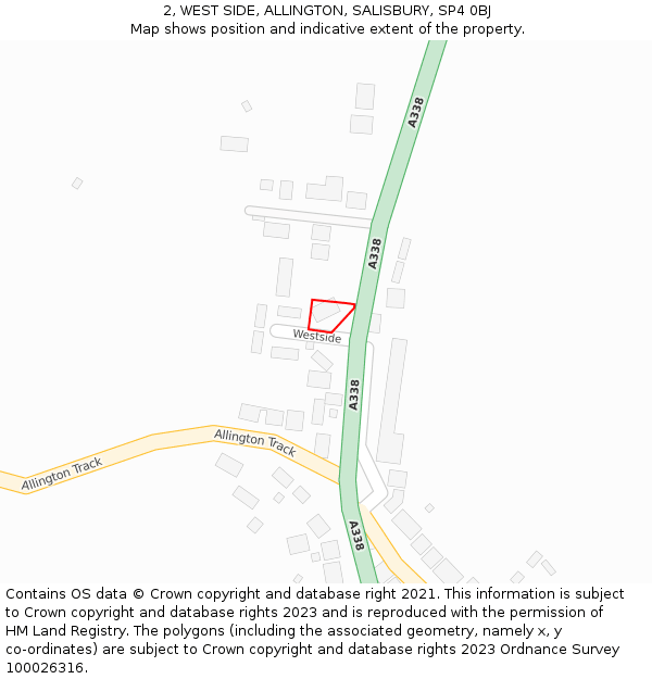 2, WEST SIDE, ALLINGTON, SALISBURY, SP4 0BJ: Location map and indicative extent of plot