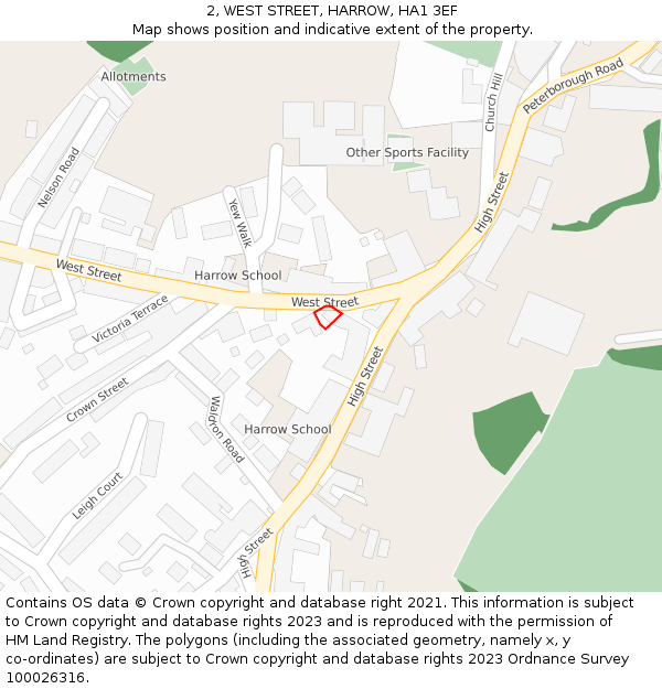 2, WEST STREET, HARROW, HA1 3EF: Location map and indicative extent of plot