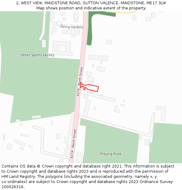 2, WEST VIEW, MAIDSTONE ROAD, SUTTON VALENCE, MAIDSTONE, ME17 3LW: Location map and indicative extent of plot