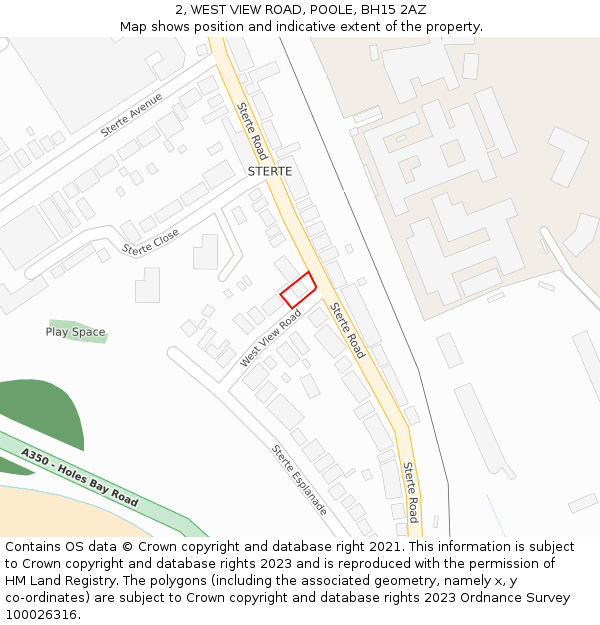 2, WEST VIEW ROAD, POOLE, BH15 2AZ: Location map and indicative extent of plot