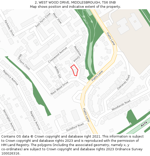 2, WEST WOOD DRIVE, MIDDLESBROUGH, TS6 0NB: Location map and indicative extent of plot