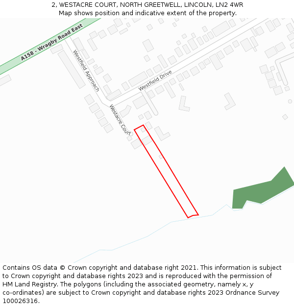 2, WESTACRE COURT, NORTH GREETWELL, LINCOLN, LN2 4WR: Location map and indicative extent of plot