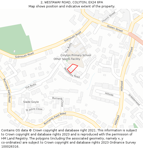 2, WESTAWAY ROAD, COLYTON, EX24 6PA: Location map and indicative extent of plot