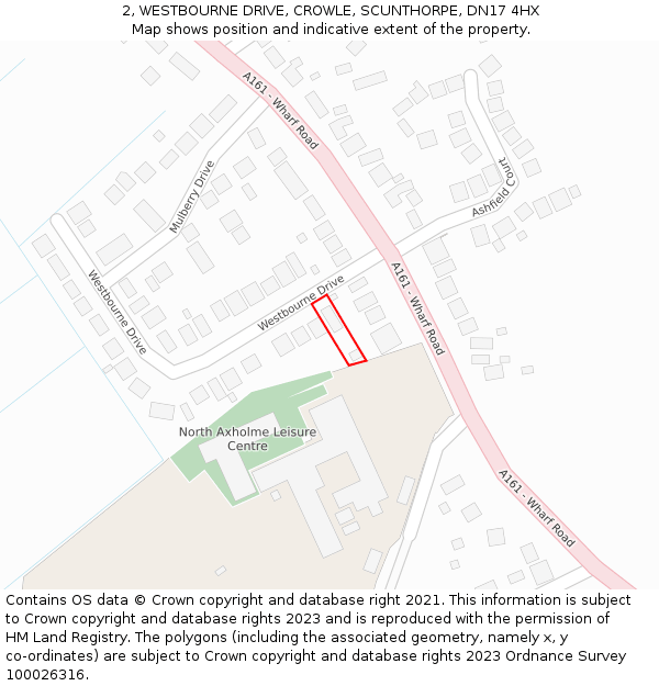 2, WESTBOURNE DRIVE, CROWLE, SCUNTHORPE, DN17 4HX: Location map and indicative extent of plot