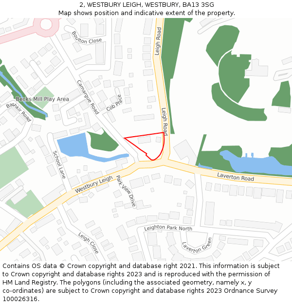 2, WESTBURY LEIGH, WESTBURY, BA13 3SG: Location map and indicative extent of plot