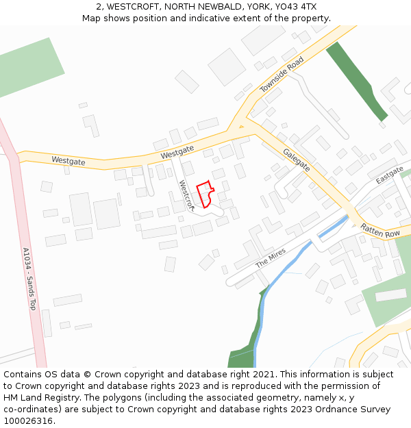 2, WESTCROFT, NORTH NEWBALD, YORK, YO43 4TX: Location map and indicative extent of plot