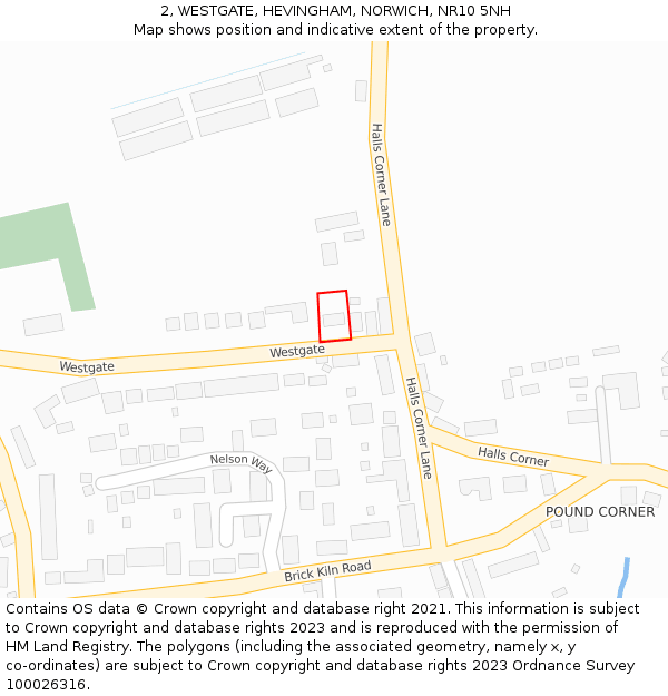 2, WESTGATE, HEVINGHAM, NORWICH, NR10 5NH: Location map and indicative extent of plot