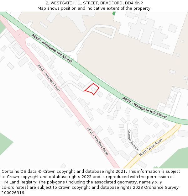 2, WESTGATE HILL STREET, BRADFORD, BD4 6NP: Location map and indicative extent of plot