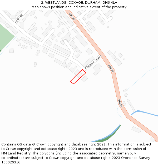 2, WESTLANDS, COXHOE, DURHAM, DH6 4LH: Location map and indicative extent of plot