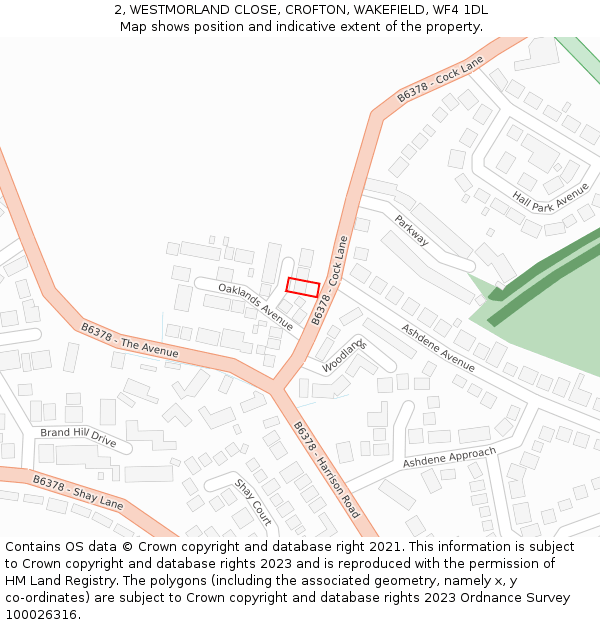 2, WESTMORLAND CLOSE, CROFTON, WAKEFIELD, WF4 1DL: Location map and indicative extent of plot