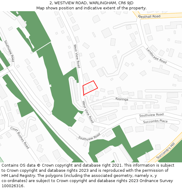 2, WESTVIEW ROAD, WARLINGHAM, CR6 9JD: Location map and indicative extent of plot