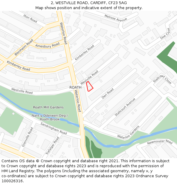 2, WESTVILLE ROAD, CARDIFF, CF23 5AG: Location map and indicative extent of plot