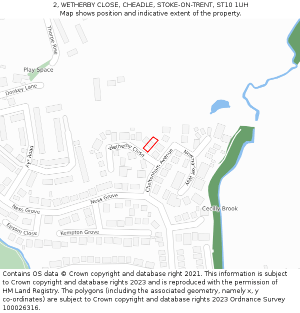 2, WETHERBY CLOSE, CHEADLE, STOKE-ON-TRENT, ST10 1UH: Location map and indicative extent of plot