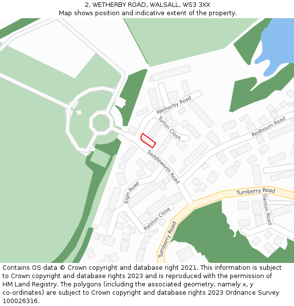 2, WETHERBY ROAD, WALSALL, WS3 3XX: Location map and indicative extent of plot