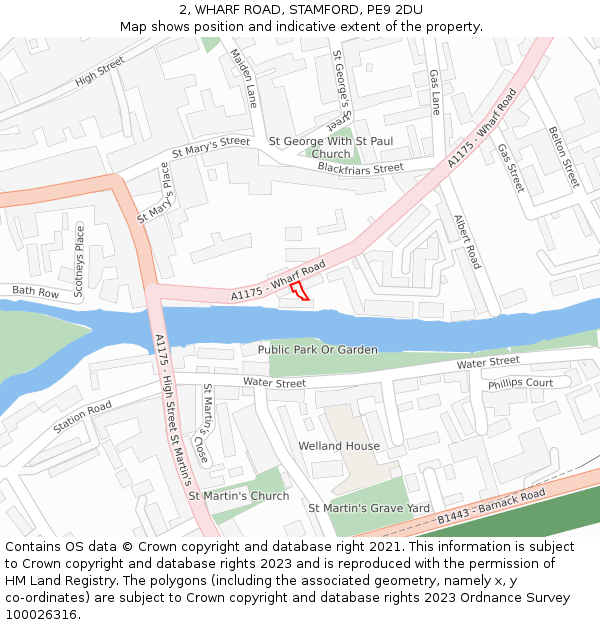 2, WHARF ROAD, STAMFORD, PE9 2DU: Location map and indicative extent of plot