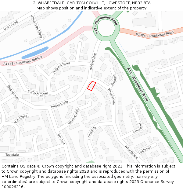 2, WHARFEDALE, CARLTON COLVILLE, LOWESTOFT, NR33 8TA: Location map and indicative extent of plot