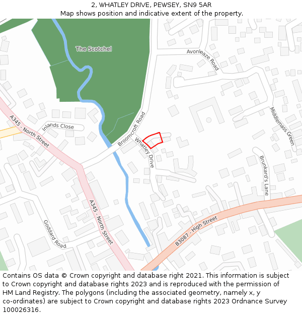 2, WHATLEY DRIVE, PEWSEY, SN9 5AR: Location map and indicative extent of plot