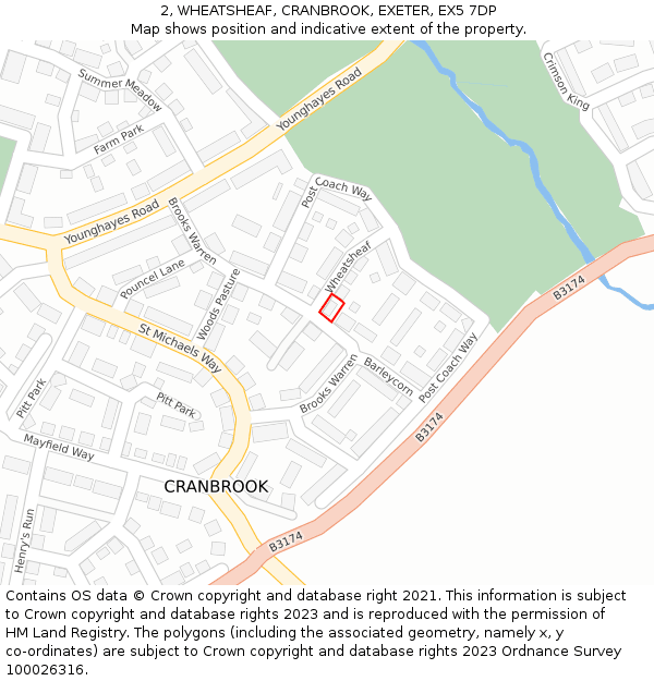 2, WHEATSHEAF, CRANBROOK, EXETER, EX5 7DP: Location map and indicative extent of plot