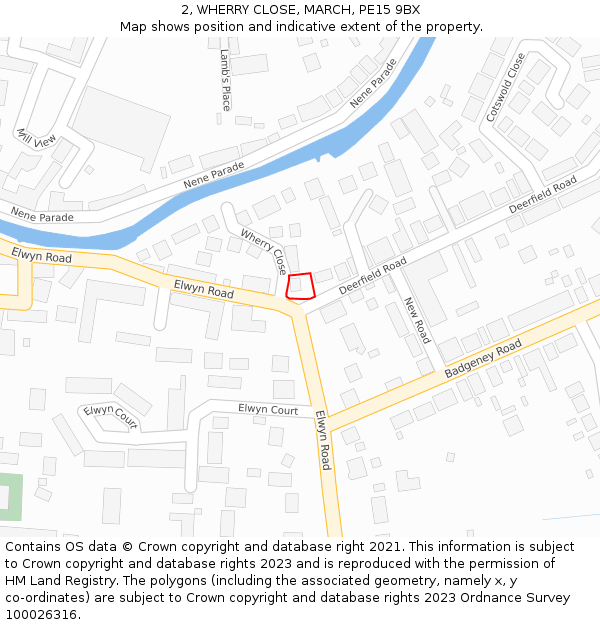 2, WHERRY CLOSE, MARCH, PE15 9BX: Location map and indicative extent of plot