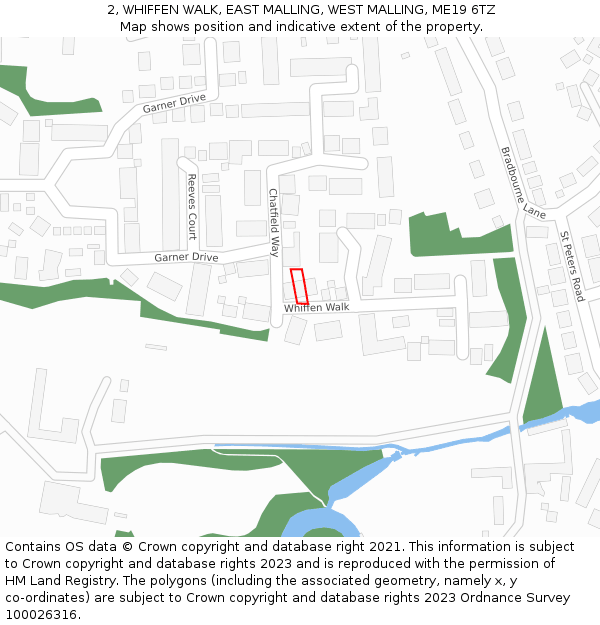 2, WHIFFEN WALK, EAST MALLING, WEST MALLING, ME19 6TZ: Location map and indicative extent of plot