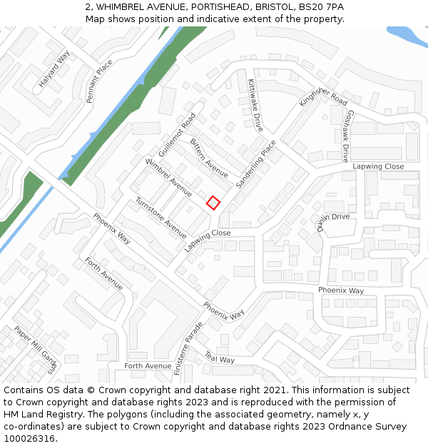 2, WHIMBREL AVENUE, PORTISHEAD, BRISTOL, BS20 7PA: Location map and indicative extent of plot