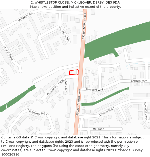 2, WHISTLESTOP CLOSE, MICKLEOVER, DERBY, DE3 9DA: Location map and indicative extent of plot