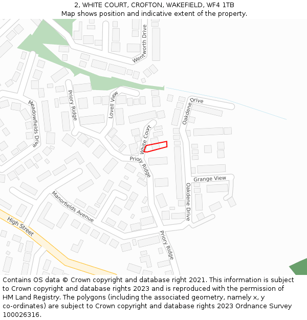 2, WHITE COURT, CROFTON, WAKEFIELD, WF4 1TB: Location map and indicative extent of plot