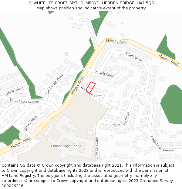 2, WHITE LEE CROFT, MYTHOLMROYD, HEBDEN BRIDGE, HX7 5QS: Location map and indicative extent of plot