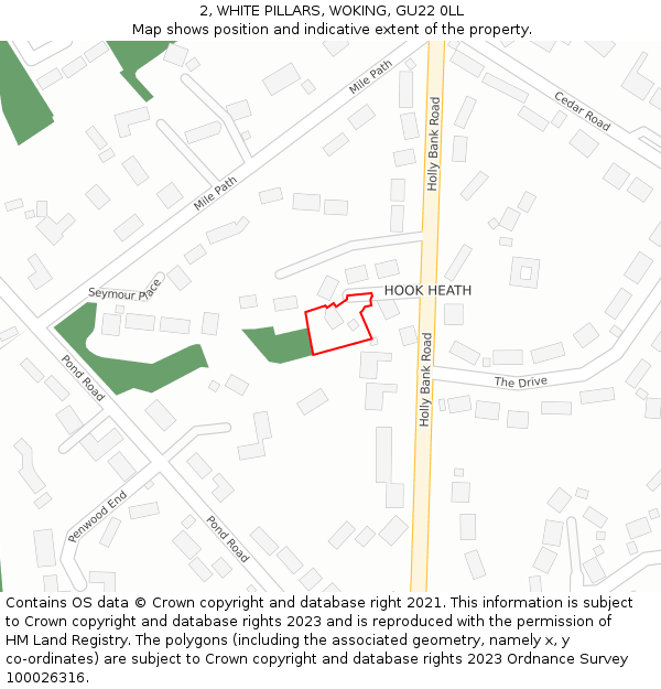 2, WHITE PILLARS, WOKING, GU22 0LL: Location map and indicative extent of plot