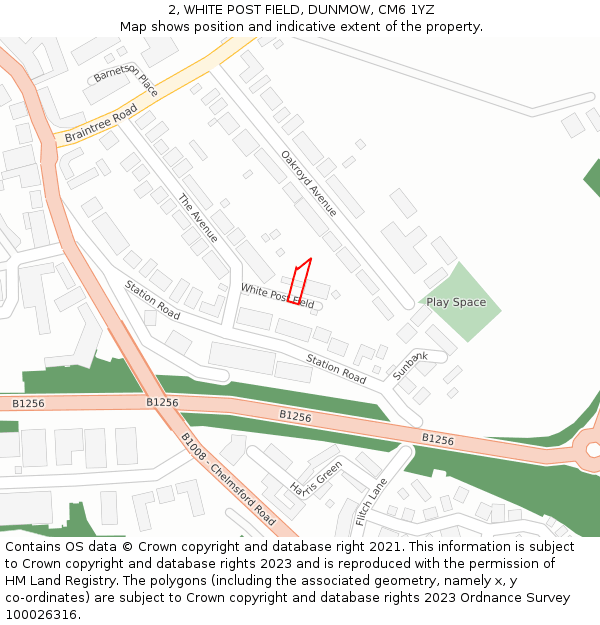 2, WHITE POST FIELD, DUNMOW, CM6 1YZ: Location map and indicative extent of plot