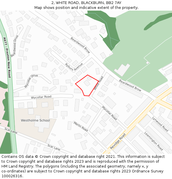 2, WHITE ROAD, BLACKBURN, BB2 7AY: Location map and indicative extent of plot