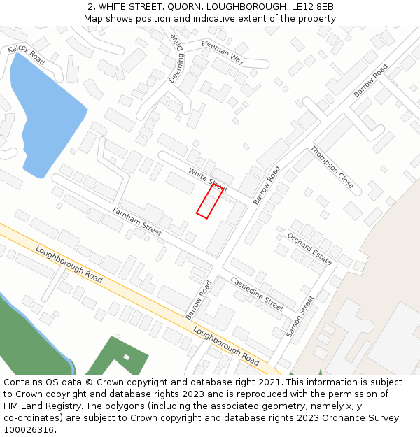 2, WHITE STREET, QUORN, LOUGHBOROUGH, LE12 8EB: Location map and indicative extent of plot