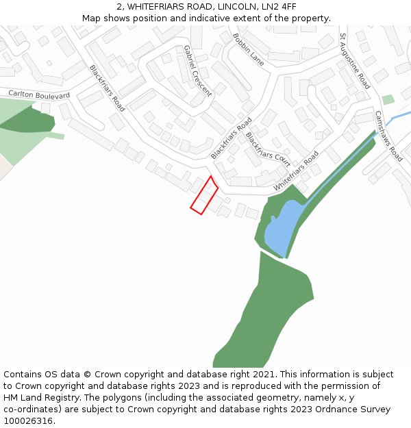 2, WHITEFRIARS ROAD, LINCOLN, LN2 4FF: Location map and indicative extent of plot