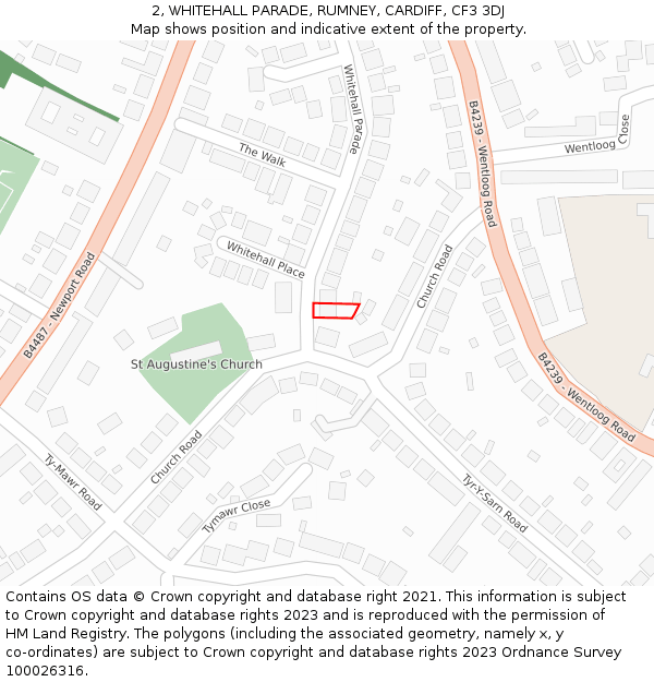 2, WHITEHALL PARADE, RUMNEY, CARDIFF, CF3 3DJ: Location map and indicative extent of plot