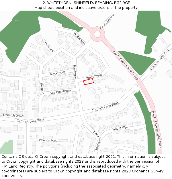 2, WHITETHORN, SHINFIELD, READING, RG2 9GF: Location map and indicative extent of plot