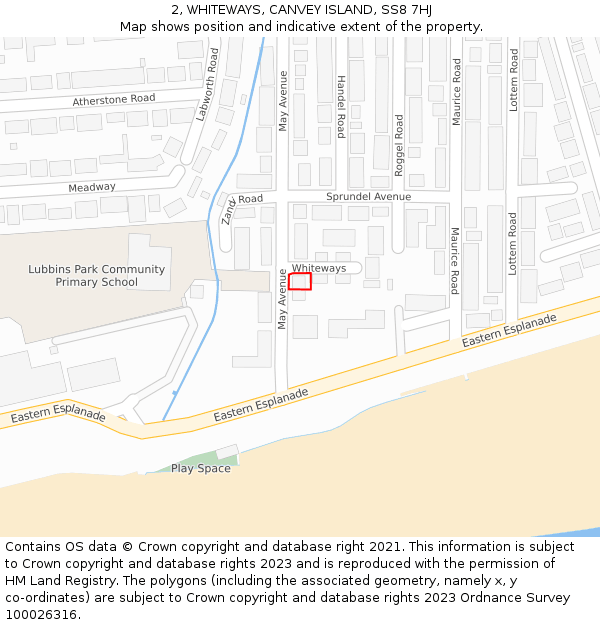 2, WHITEWAYS, CANVEY ISLAND, SS8 7HJ: Location map and indicative extent of plot