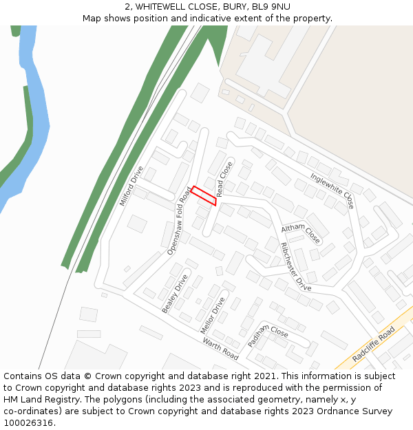 2, WHITEWELL CLOSE, BURY, BL9 9NU: Location map and indicative extent of plot
