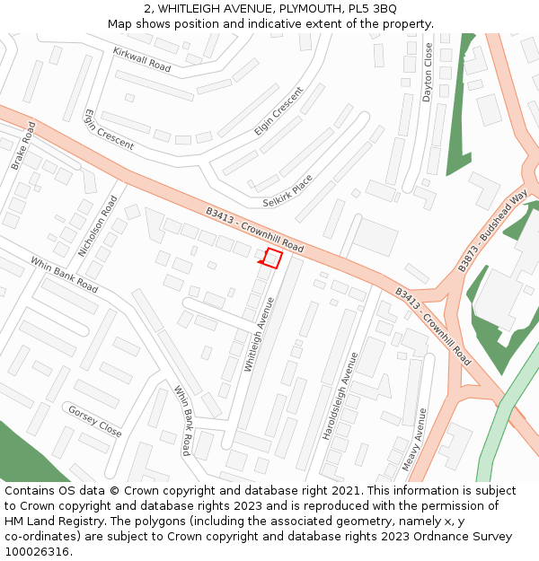 2, WHITLEIGH AVENUE, PLYMOUTH, PL5 3BQ: Location map and indicative extent of plot